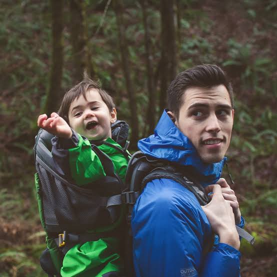 dad hiking with baby